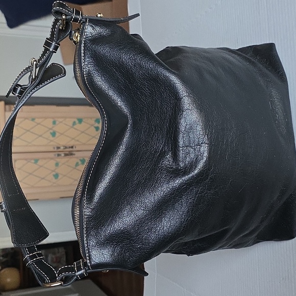 Dooney & Bourke Black Leather Hobo Bag - Picture 3 of 16